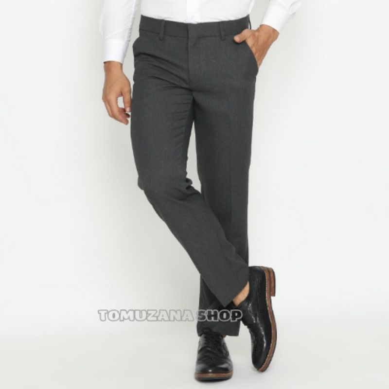 CELANA PANJANG | FORMAL | KERJA | KANTOR | BAHAN | DASAR | KAIN | SLIM FIT | PRIA | COWOK | ABU GELAP | BURLOIS | ORIGINAL