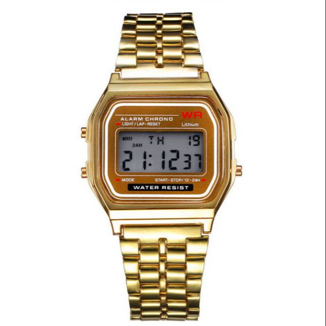 Jam Tangan Pria / Wanita Casio Digital Rantai Gold