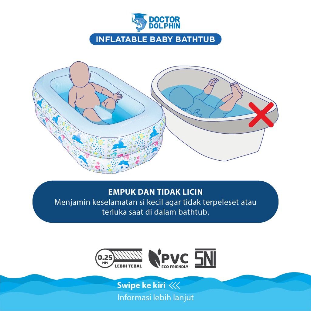 Doctor Dolphin Inflatable Baby Bathtub DD02601 - Batk Mandi Bayi / Kolam Mandi Bayi