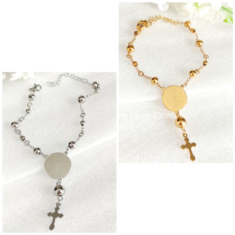 Gelang Rosario / gelang rohani / Gelang Salib import material titanium
