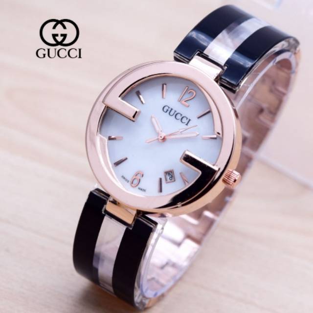 JAM TANGAN GC FIGER CLINS LOGO PLAT HITAM PUTIH