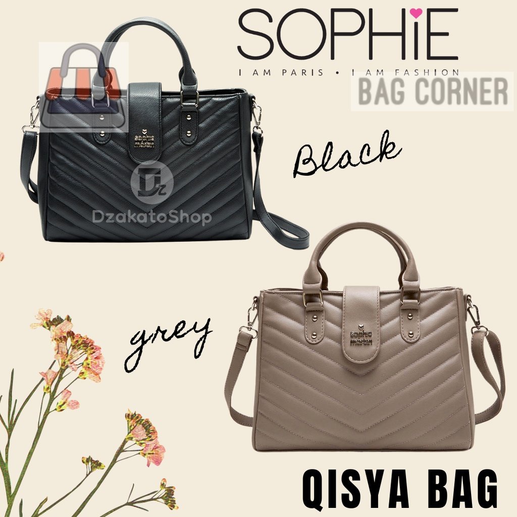 BagCorner - Sophie Martin Qisya Grey dan Hitam Tas Kerja Jinjing Wanita Terbaru Kekinian 2021 Premiu