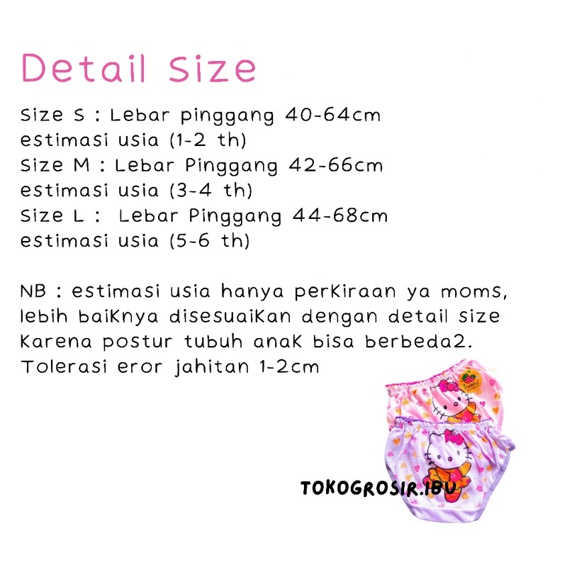 CD Celana Dalam Anak Bayi Perempuan Cewek Hello Kitty Katun Murah 1 2 3 4  5 Tahun Sempak Cawet Kancut Anak Bayi Perempuan Katun Isabel