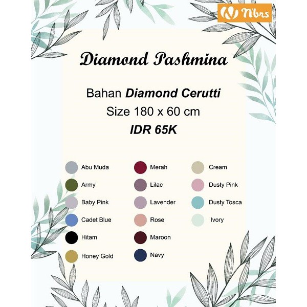 Nibras Hijab Pashmina Diamond Jilbab Wanita Muslimah Pashmina Panjang Syari Polos Modern