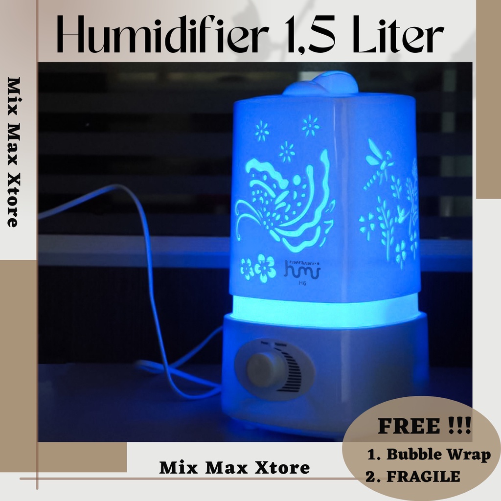 Humidifier Diffuser Aromaterapi 1500ml Ultrasonic Aromatherapy 7 Color Light RGB - Humi H6