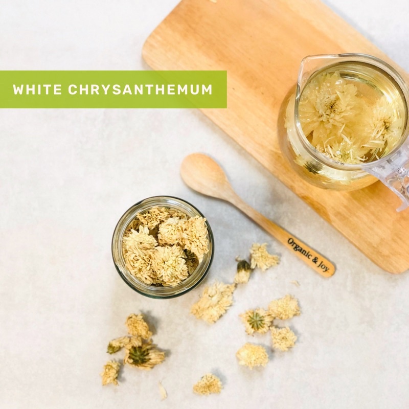 Organic&amp;Joy• White Chrysant Tea/ Teh bunga krisan putih (untuk radang tenggorokan,obati gejala pilek,panas dalam dll)