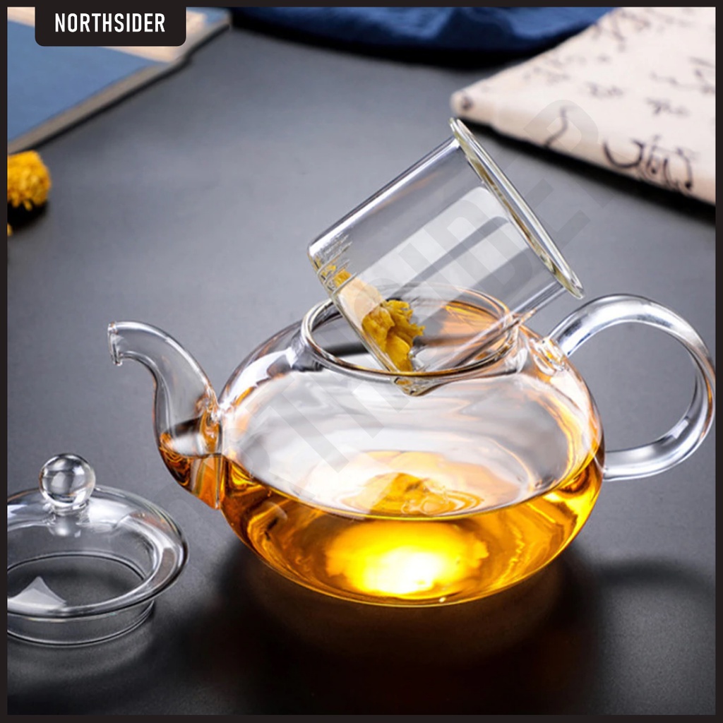 TEA POT GLASS INFUSER 400ML | TEKO TEH SARINGAN KACA - HY400