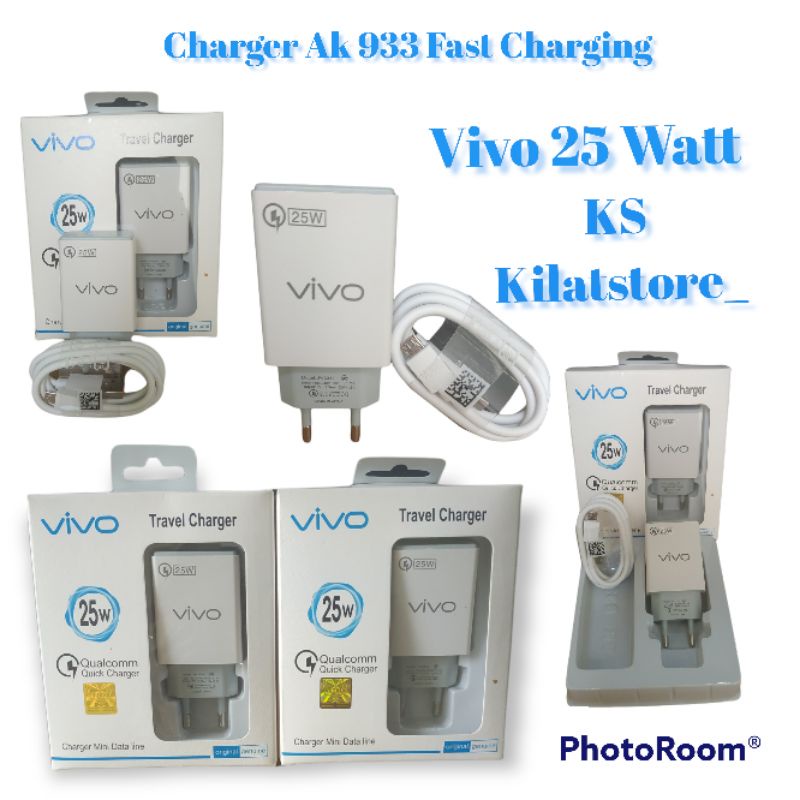 Travel Charger Ak 933 Vivo Fast Charging 25 Watt With Cable Data Micro USB - White