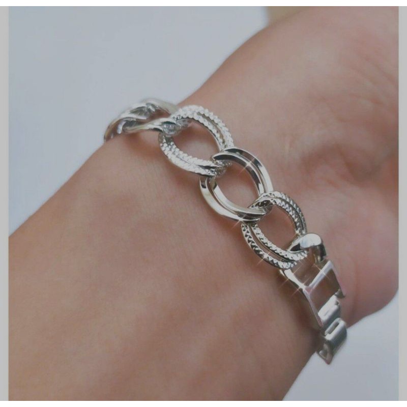 Gelang rantai double silver titanium  import 996