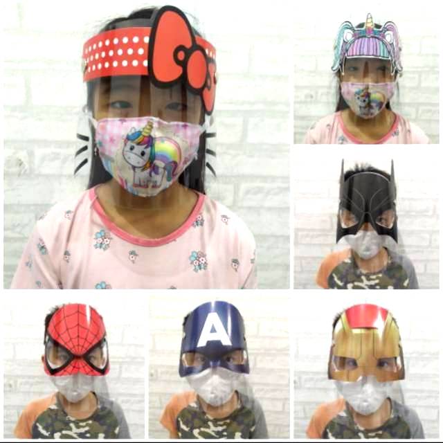 faceshield anak buka tutup / face shield karakter lucu / face shield pelindung wajah anak