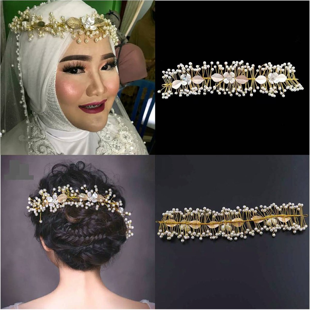 TM199 - Headpiece Pengantin / Hiasan Rambut Pesta / Aksesoris Wedding model Rambatan Daun Emas