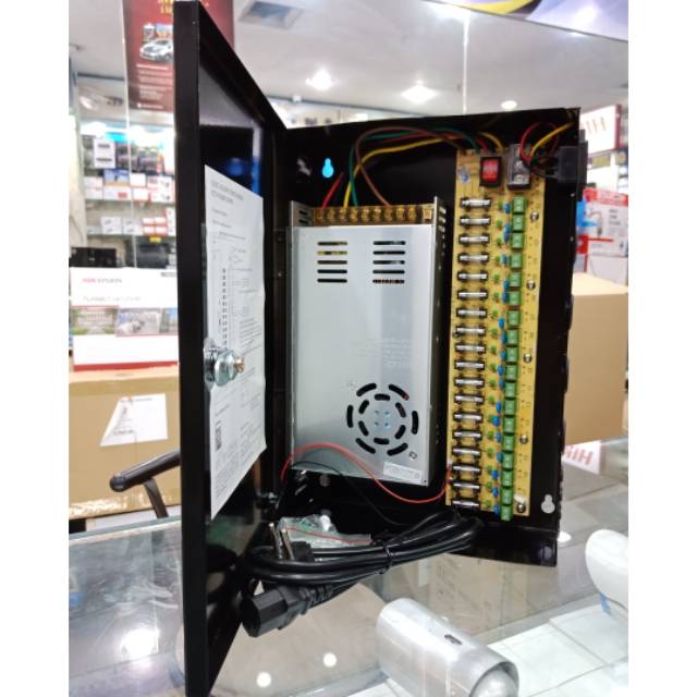 Jual Power Supply CCTV 12V 30A Panel Box Sekering Sudah Ada Kabel Power ...