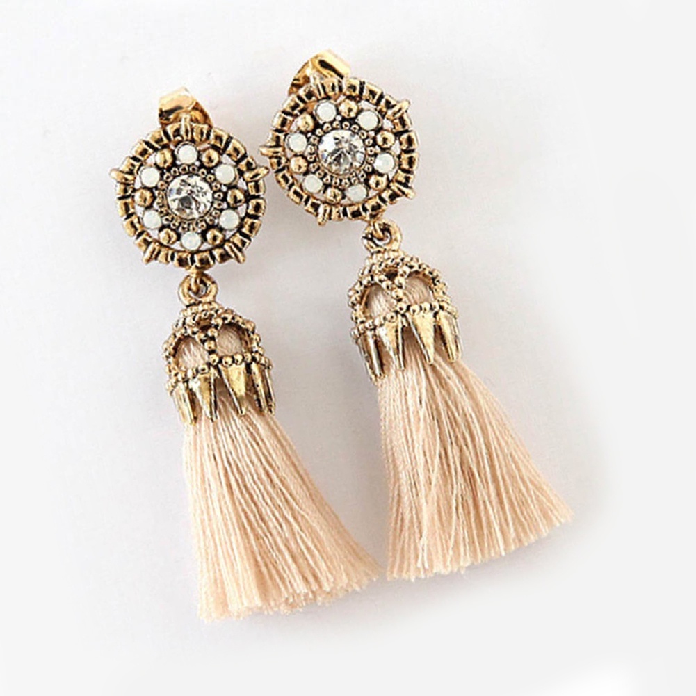 Hu Hu Hu Hu Hu Alat Bantu Pasang Kacamata♡ Anting Gantung Panjang Model Hollow Gaya Baroque Vintage Dengan Rumbai + Berlian Imitasi Untuk Wanita