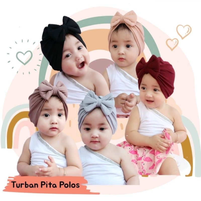 TURBAN ANAK PITA - Turban Anak Polos - Turban Bayi - Ciput bayi, Best seller 0-2 TH