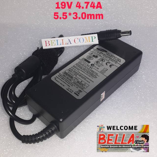 Adaptor Charger Original Laptop Samsung A10 V25 G15 P200 A20 19V-4.74A 5.5*3.0mm Original