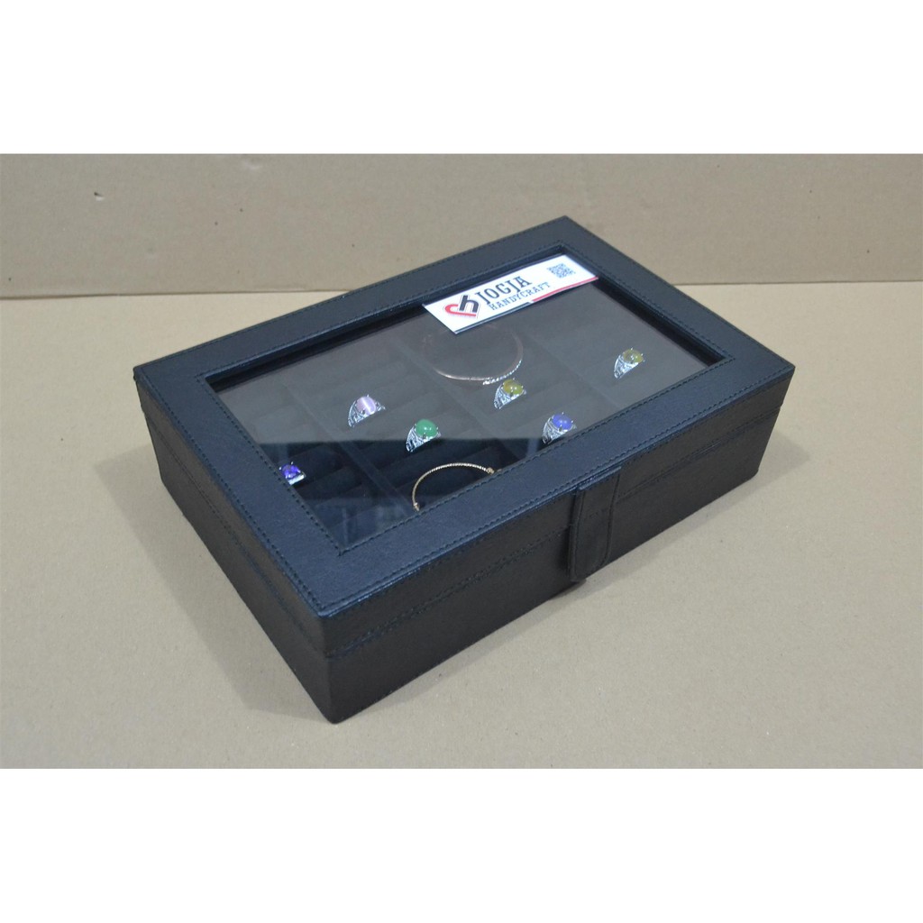 Exclusive Black Red Universal Ring Box Organizer - Kotak Tempat Cincin