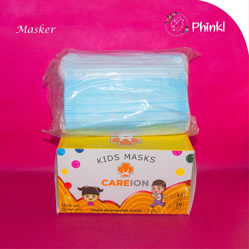 `ღ´ PHINKL `ღ´ (isi50) masker 3ply anak medis penutup mulut dan hidung untuk ke sekolah