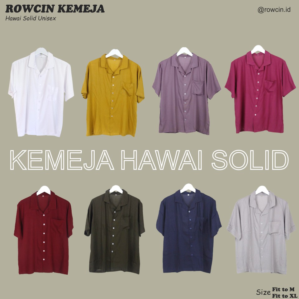 KEMEJA HAWAI POLOS UNISEX KATUN RAYON KEMEJA LENGAN PENDEK