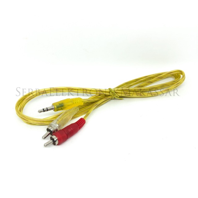 Kabel Audio 2 Plug RCA to 1 Jack Mini Stereo 3.5mm 1.2meter