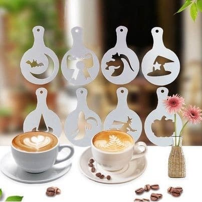 Scary Theme Coffee Stencil - Stensil Kopi Tema Seram (8pcs)