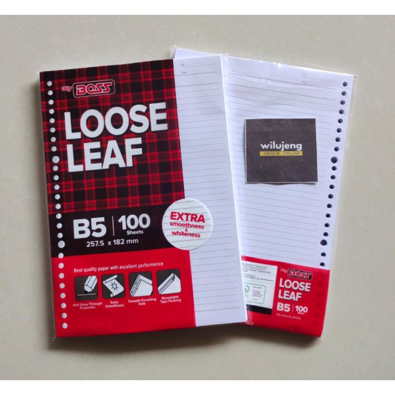 Jual Kertas File Binder Loose Leaf Big Boss B5 Garis 100 Lembar (pak ...