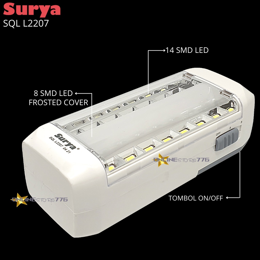 LAMPU EMERGENCY DARURAT LED SURYA SQL L2207 / LAMPU DARURAT SURYA SQL L2207 / RECHARGEABLE