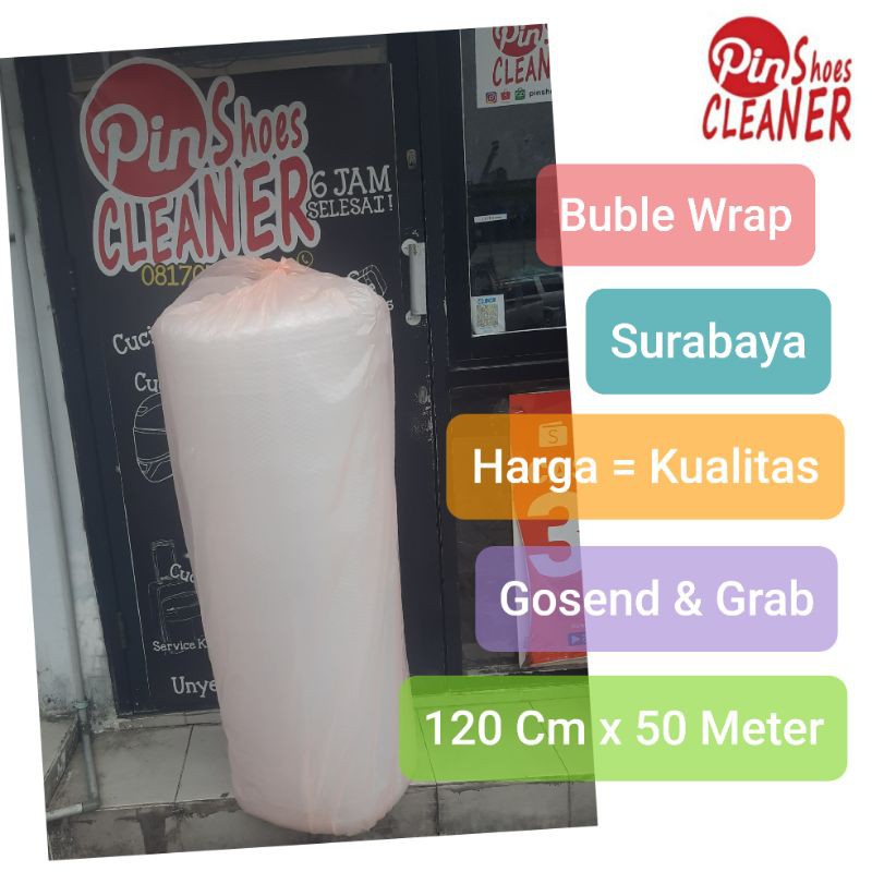 Bubble Wrap Surabaya 1 Roll Utuh Uk 125 Cm x 50 Meter Tebal Gosend Grab Kualitas Premium Super