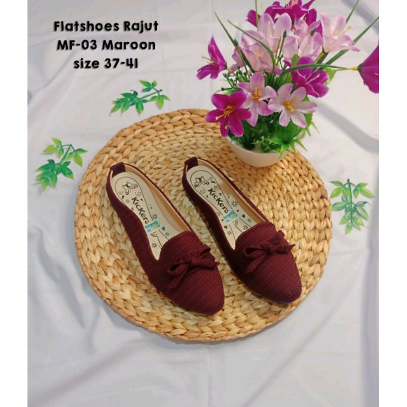 flatshoes wanita rajut semi import/sepatu wanita slip on/sepatu selop/R 08 non selempang