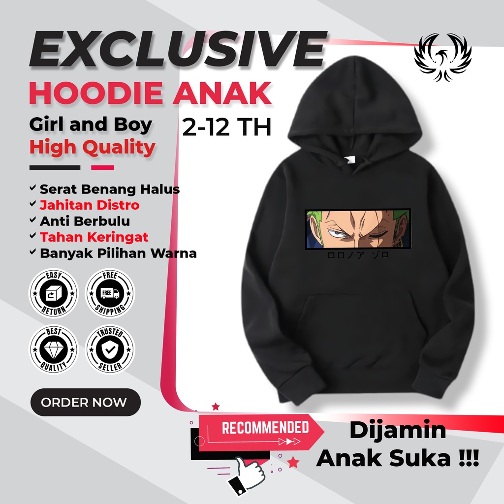 Jaket Hoodie Sweater Zoro Eyes Anak Perempuan Laki - Laki Jaket Hodie Setelan Hoodie Anak Kecil Pere