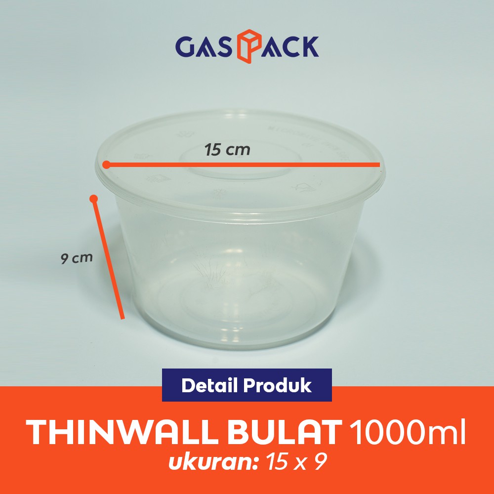 Jual Kotak Makan Plastik / Thinwall / Food Container - Bulat 1000ml ...