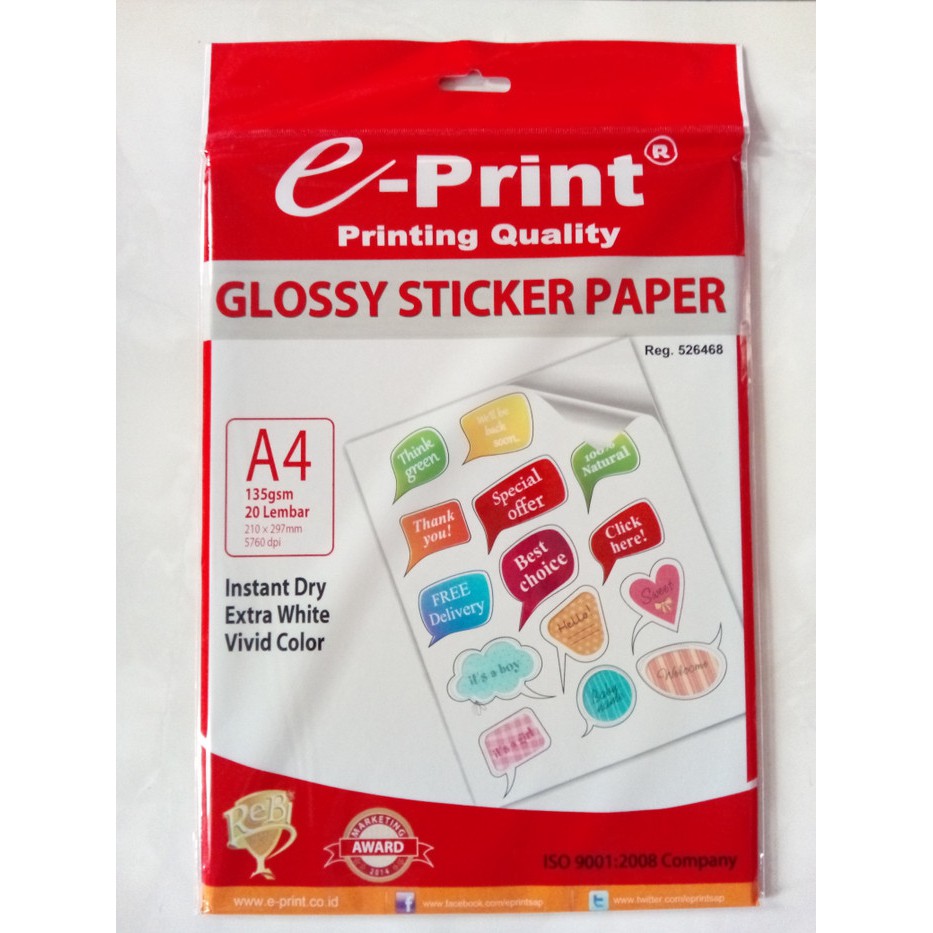 

Produk Eksklusif Kertas Sticker A4 Glossy Eprint Garansi