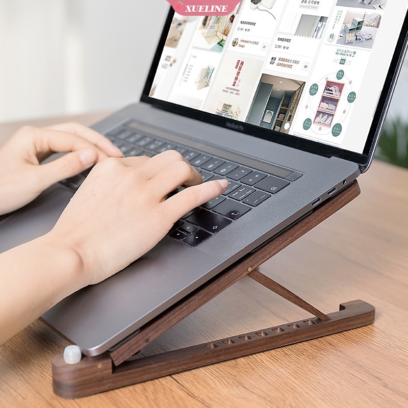 Stand Holder Laptop / Notebook / MacBook Air Pro 11-17 &quot;8 Level Ketinggian Adjustable Bahan Kayu