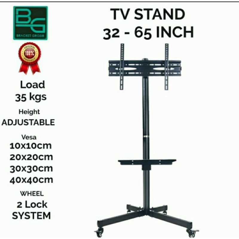 Bracket Breket New Stand TV Roda 32&quot; sampai 65&quot; Premium