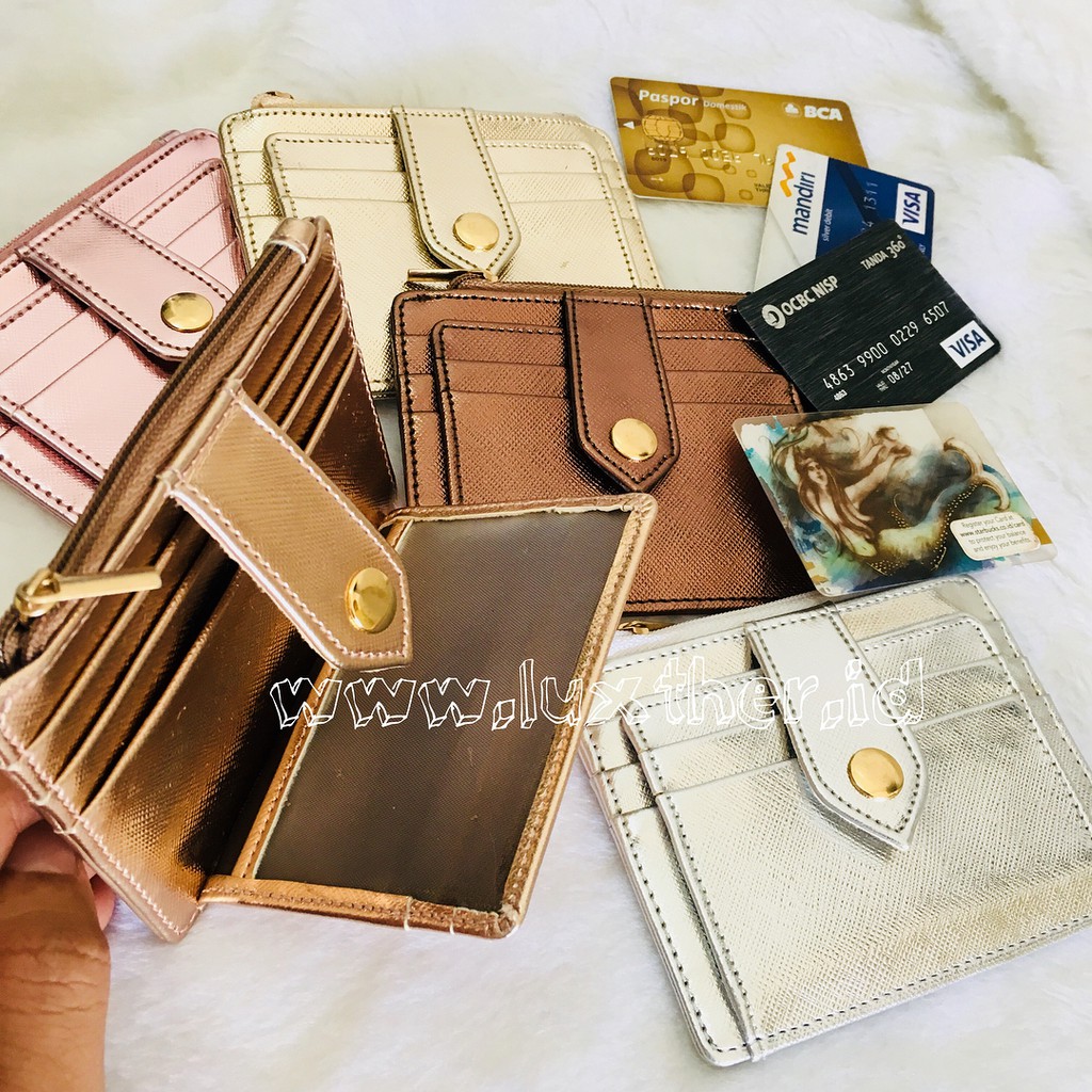 LUXTHER - Saffiano Metalic 8 Slot Card Holder + 1 window for id / card wallet / dompet kartu