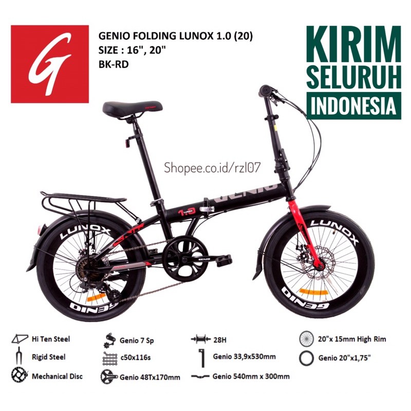 Folding Bike Genio Lunox 20 sepeda lipat 20 inch genio by united