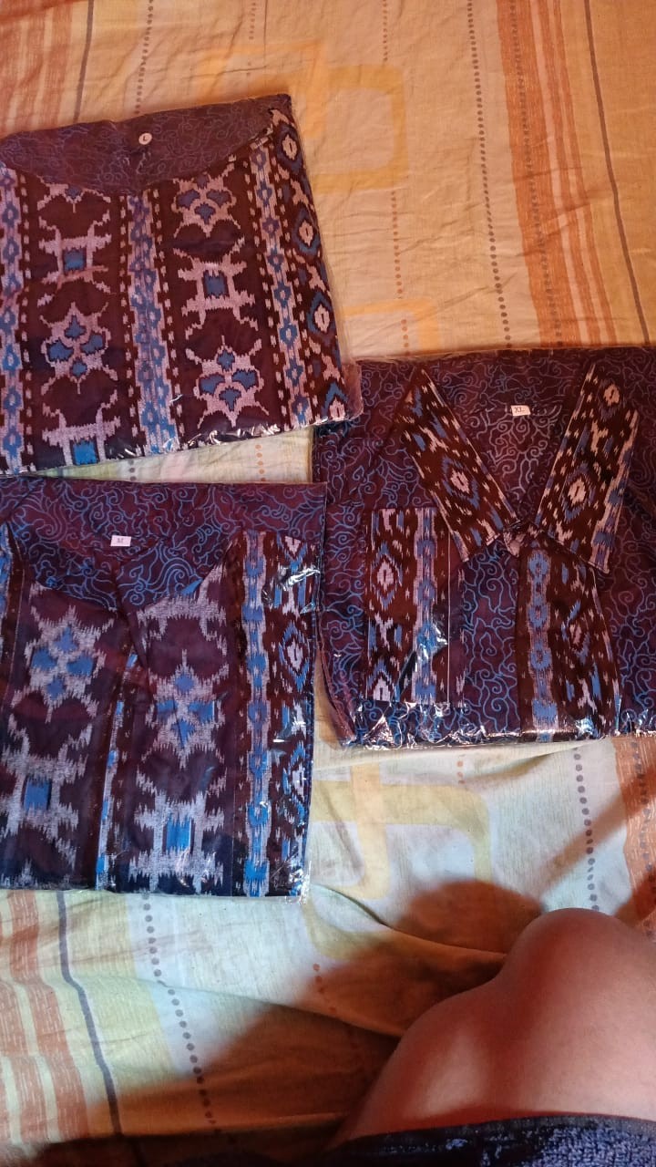 Couple Gamis Keluarga Batik Famili Sarimbit Ibu Ayah Dan Anak Couple Batik Seragam Mega Biru Ori Bcp