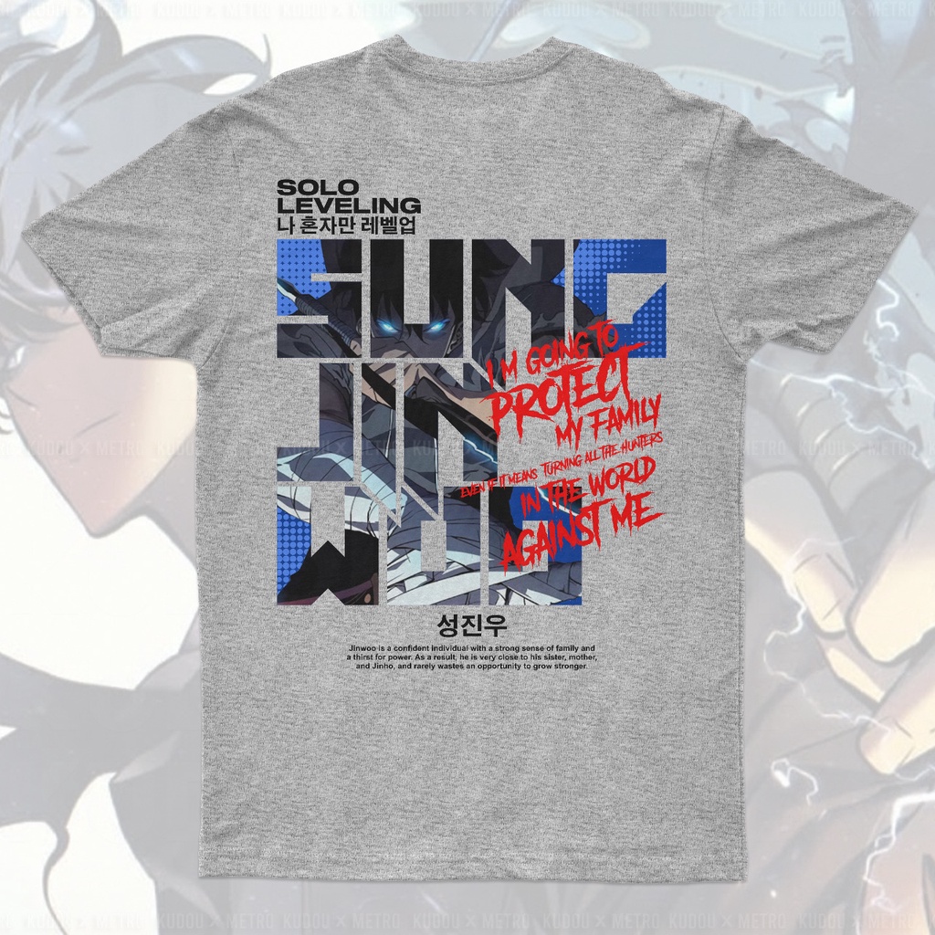 Tshirt Sung Jin Woo Ultimate Grey Anime Manga  Korean Unisex