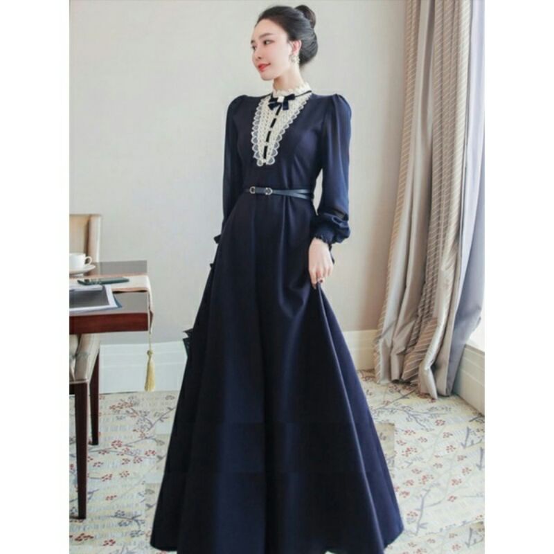 9051 Baju maxi dress panjang longdress gaun pesta hitam maroon wanita import baju Maxidress Maxi lon