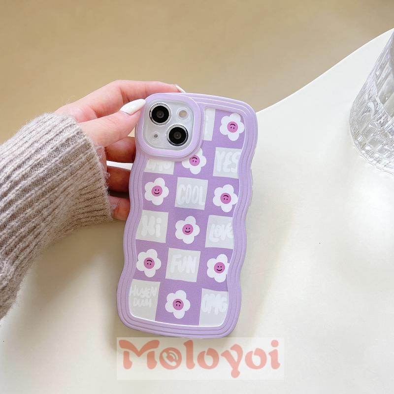 Soft Case TPU Motif Bunga Smiley Face Untuk iPhone 11 13 12 14 Pro MAX 6 7 XR X XS MAX 7 8 6s 14 Plus SE 2020