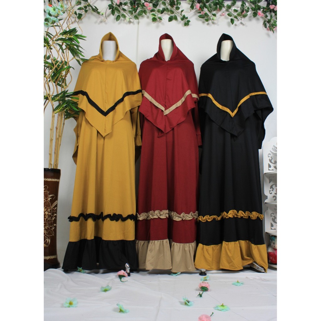 Gamis stella MELISHA Kriwil Bawah Kriwil Diagonal