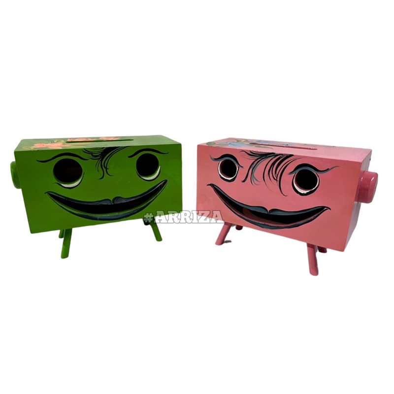 TEMPAT TISU / KOTAK TISSU / TISSUE BOX KAYU JATI MODEL SMILE SPONGEBOOB WARNA