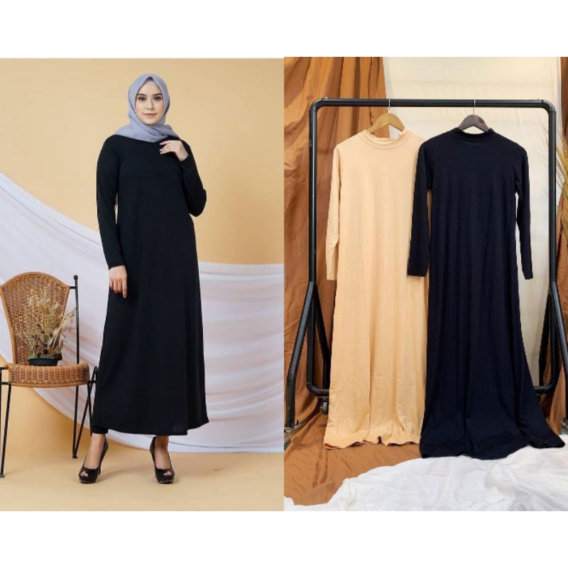 Baju Inner Manset Gamis Polos Tangan Panjang Wanita Bahan Spandek Rayon