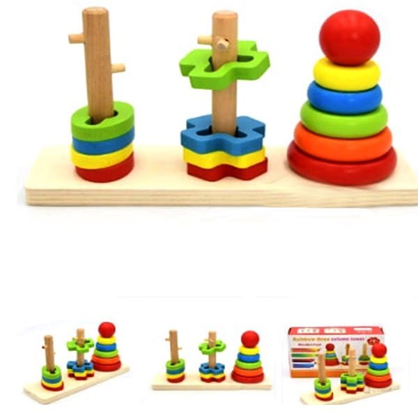  MAINAN  KAYU MURAH WOODEN RAINBOW TOWER Shopee Indonesia