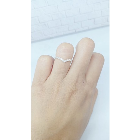 CINCIN PERAK ASLI 925 LAPIS EMAS/CINCIN AUREL LISTRING V MATA PUTIH/CINCIN ASLI SILVER/CINCIN FASHION WANITA