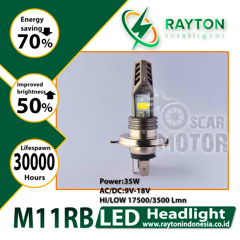 NEW LAMPU UTAMA DEPAN MOTOR UNIVERSAL LED RAYTON RTD H4 ACDC M11RB MID motor