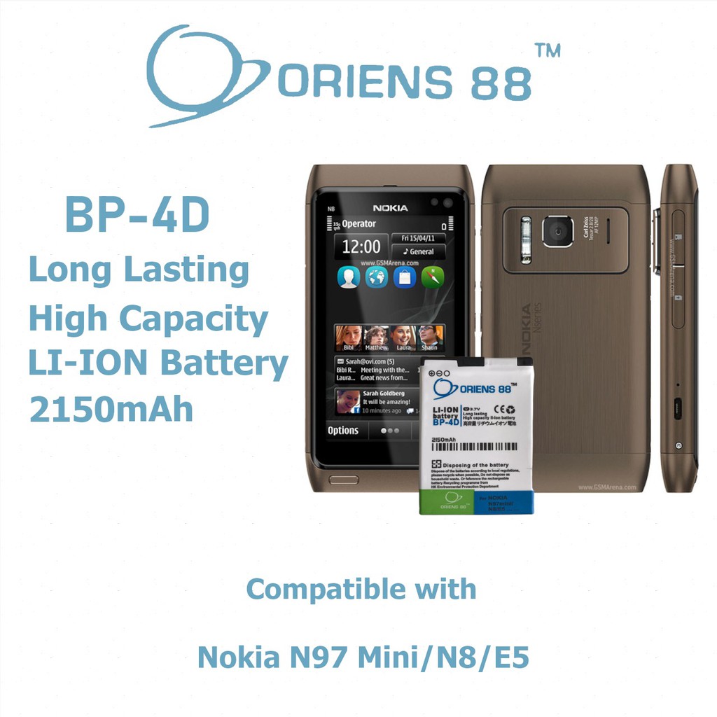 (P) Baterai batre battery Nokia N97 mini / N8 / E5 / E7 / BL4D/ BL 4D /  double power/IC oriens88