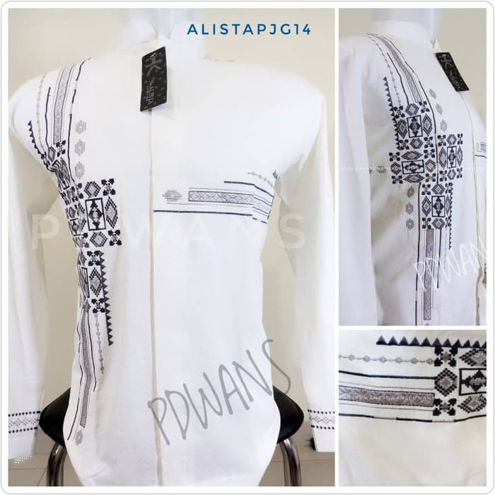 Baju Koko Taqwa Visan Putih Polos Muslim Pria Dewasa Lengan Panjang Bah IA668 Baju Koko Lengan Panj