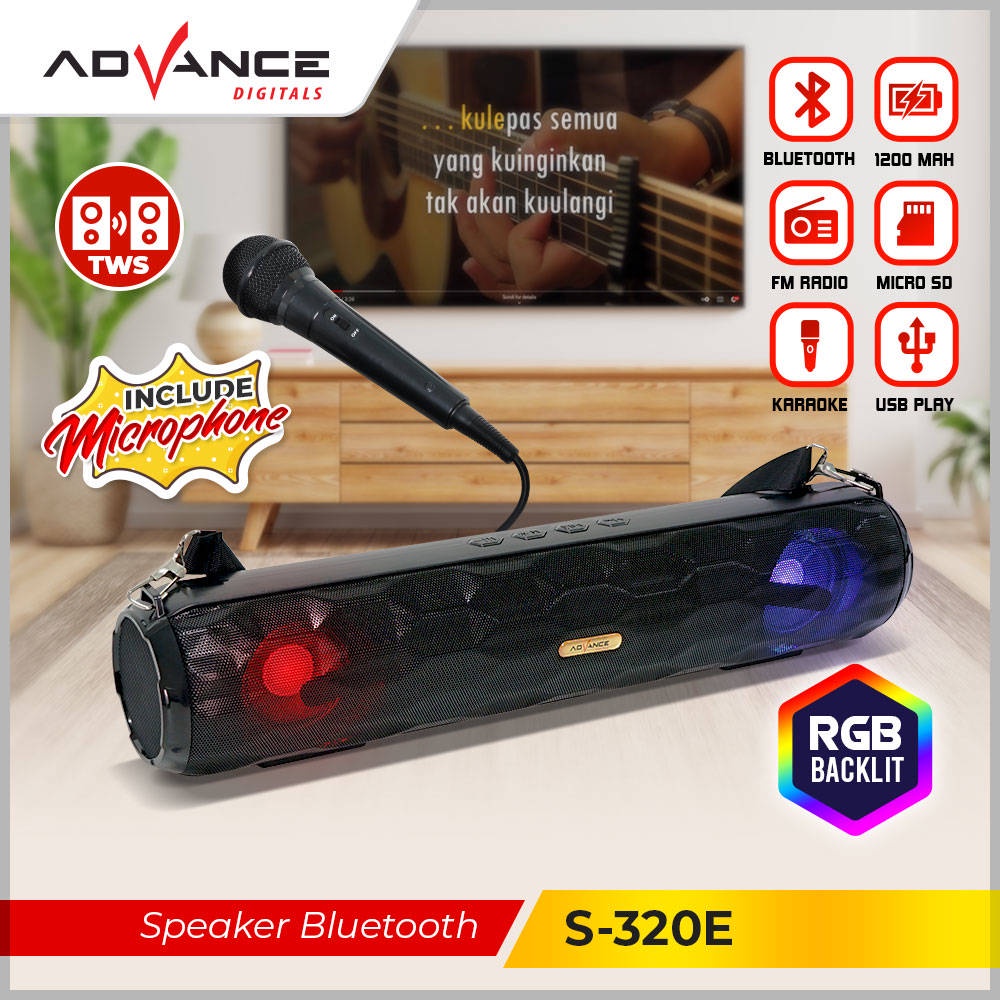 【READY STOCK】 Speaker Advance Bluetooth Music Box &amp; Karaoke S-320E S320E Free Mic  pembicara rumah