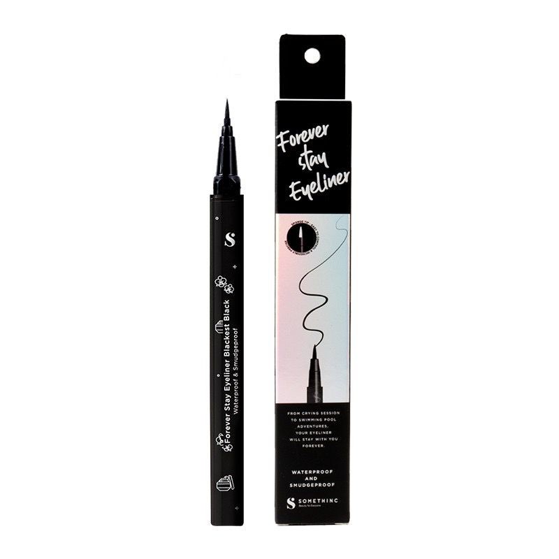 New Packaging BPOM Somethinc Forever Stay Waterproof Liquid Eyeliner Kajal Eye Liner Tahan Lama