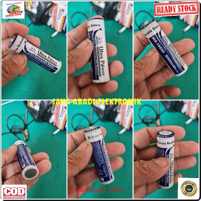 G545 Original 3.7V volt Baterai 18650 PENTOL 8000 mah battery batere batery batu batere cas casan charger senter police ultra power vape vapor powerbank satuan universal multi speaker mik mic G545  Harga SATUAN  Merek mitsuyama  Dimensi baterai panjang